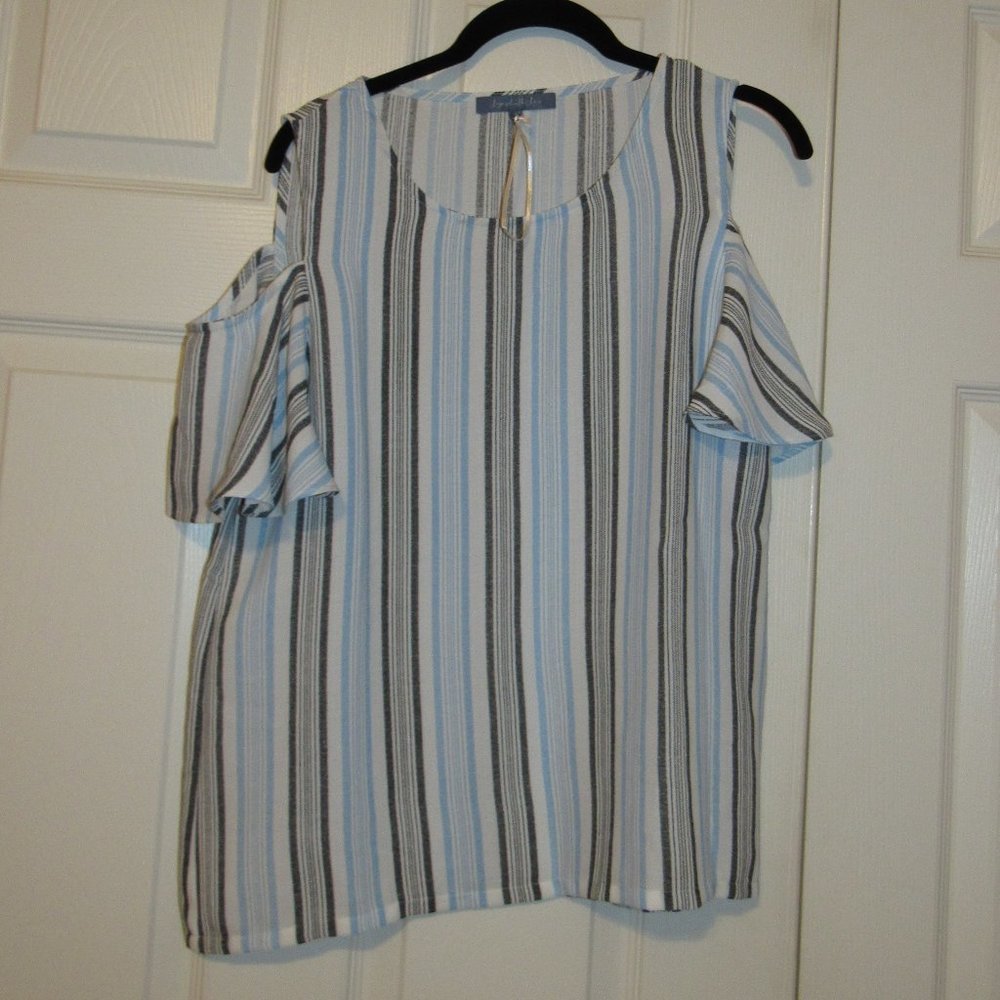 Layered with Love S Polyester Off-Shoulder Striped Top